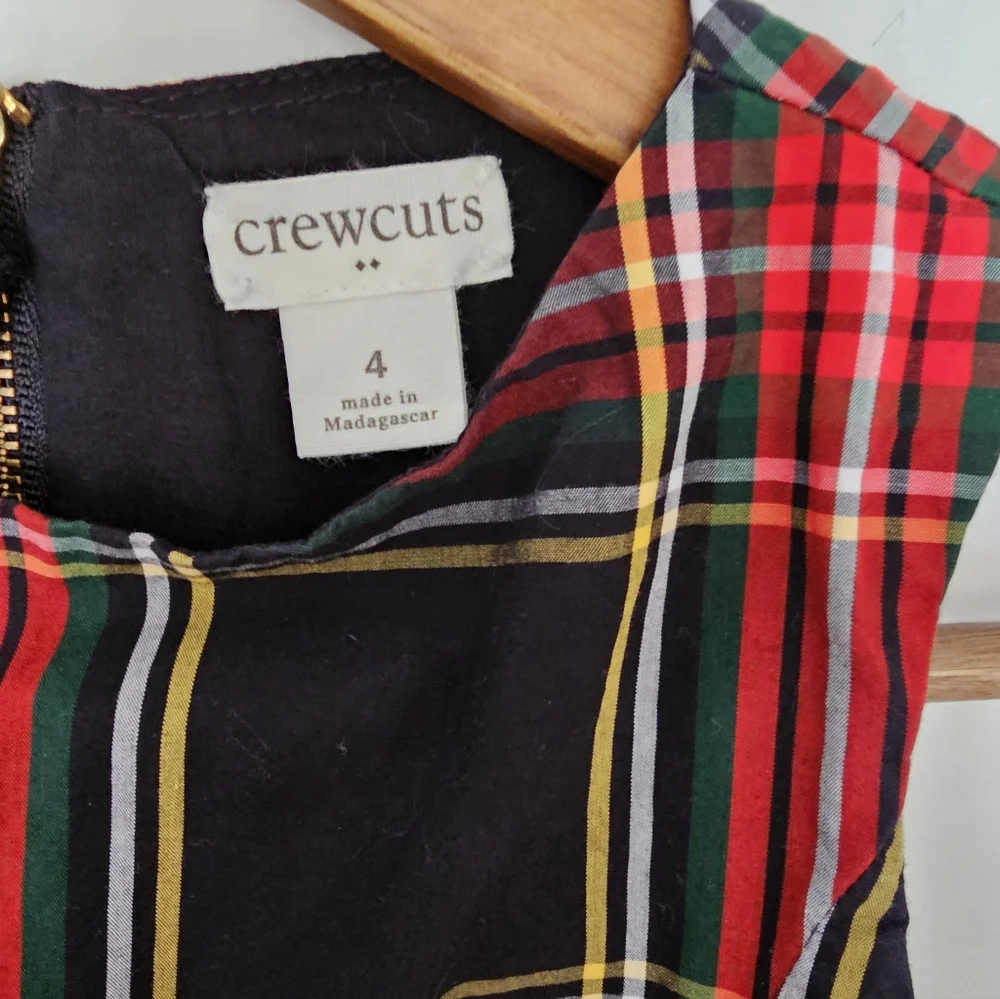 J Crew Crewcuts Black Plaid Dress with Red Accent Belt